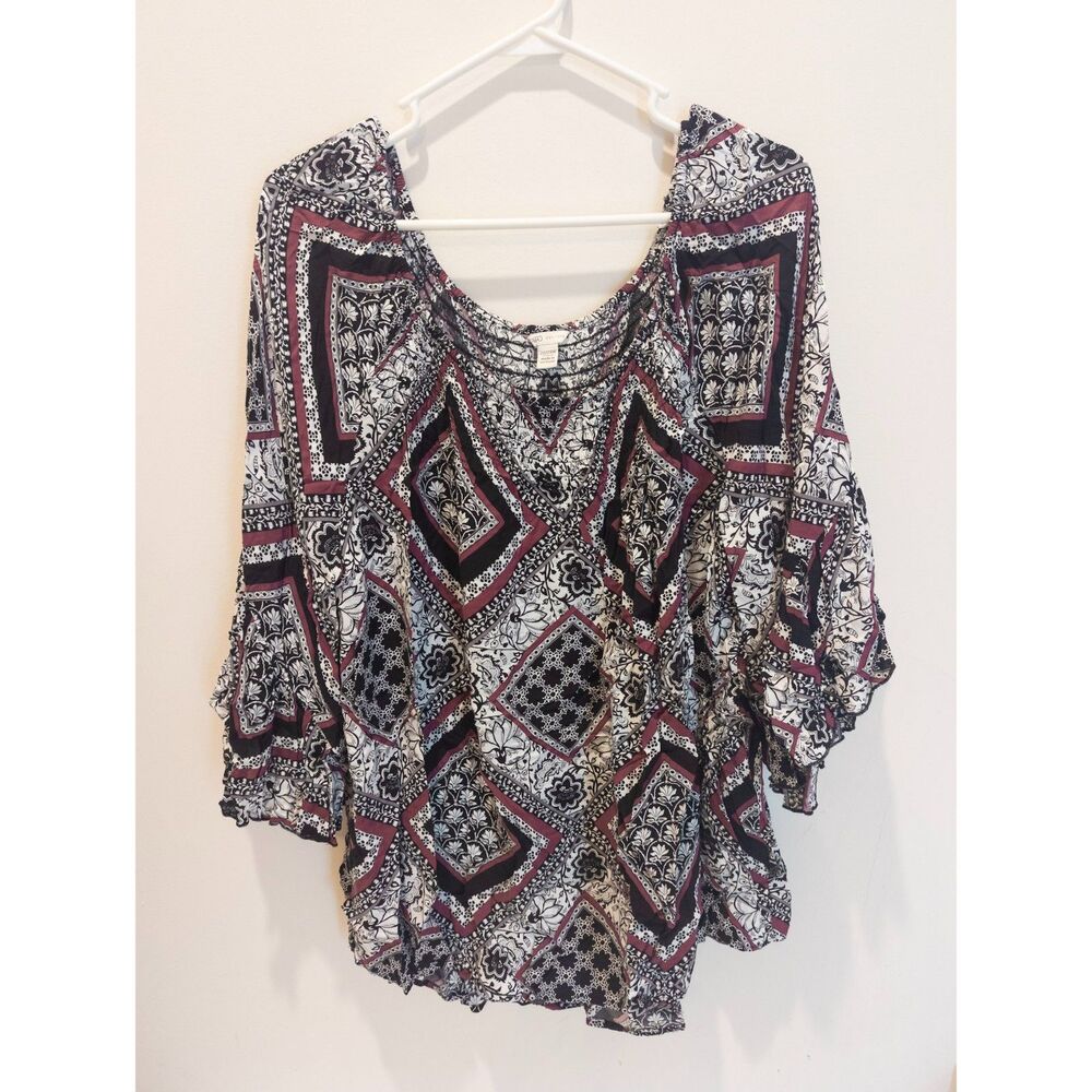 Cato women's black/violet‎ floral pattern peplum top size 22/24W